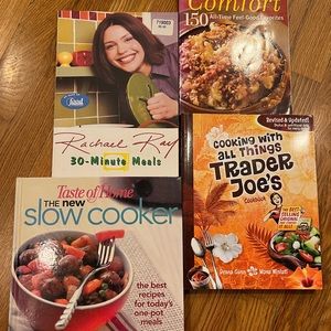 Four Cookbooks: Rachel Ray, Taste of Home, Trader Joe’s, & Weight Watchers
